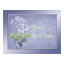Smoky Heather Blue and Green Floral Save the Date Postcards