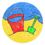 Smudgy Beach Round Stickers