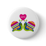Snails in Love - Adorable Spring Striped Snails Button