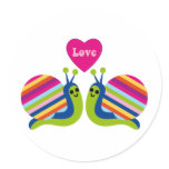 Snails in Love - Adorable Spring Striped Snails Sticker
