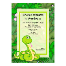 Snake Birthday Party Custom Announcement