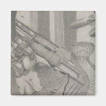 Snake Gun Pencil Drawing Magnet