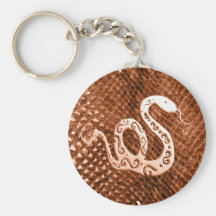 Snake Skin chinese new year orange Keychains