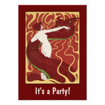 Snake & Woman - Art Nouveau: Party Invitation