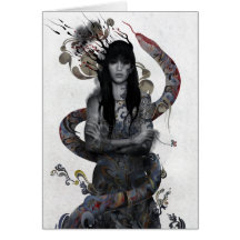 Snake Woman Greeting Cards