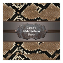 Snakeskin Metal Mans 40th Birthday Party Invites