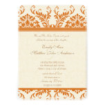 Snapdragon Coral & Ivory Damask Wedding Invite
