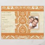 Snapdragon Coral Vintage Damask Wedding Program Flyers