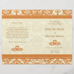 Snapdragon Coral Vintage Damask Wedding Program Flyer Design