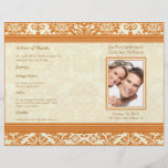 Snapdragon Coral Vintage Damask Wedding Program Personalized Flyer