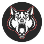 Snarling Wolf Round Sticker