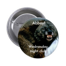 Snarling wolf: Wednesday night club Button