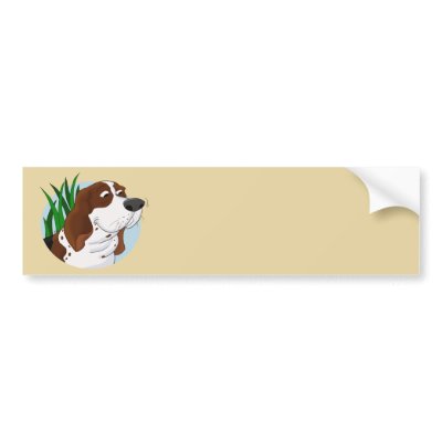 Sniffing Basset Hound Cartoon Bumper Sticker by doggydoodles