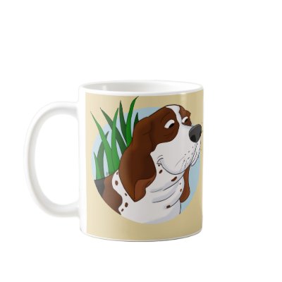Sniffing Basset Hound Cartoon Mugs by doggydoodles