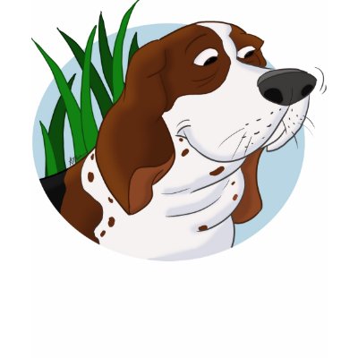 Sniffing Basset Hound Cartoon T-shirt by doggydoodles