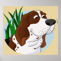 Sniffing Basset Hound Poster Print