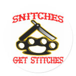 Snitches Get Stitches Round Sticker