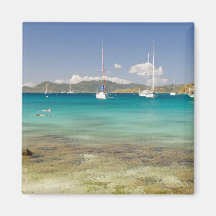 Snorkelers in idyllic Pirates Bight cove, Bight, Refrigerator Magnet