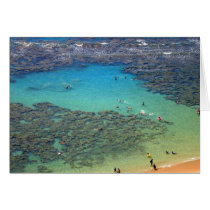 Snorklers at Hanauma Bay, Oahu, Hawaii Greeting Cards