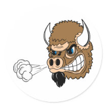 Snorting Bull Round Stickers