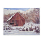 Snow Barn in the Mountains- postcard