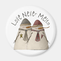 Snow Bobbins · Love Never Melts Refrigerator Magnets