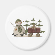 Snow Bobbins · Snowman With Wagon Magnets