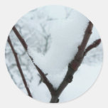 Snow Branch Round Stickers