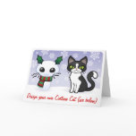 Snow Cat Christmas (design your own cartoon cat!) Card