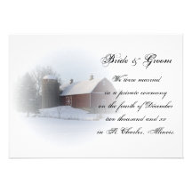 Snow Covered Barn Marriage/Elopement Announcement
