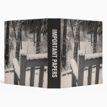 Snow Covered Benches Vinyl Binders