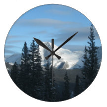 Snow Covered Colorado Rocky Mountains Round Wall Clocks