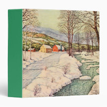 Snow Covered COuntry Road 3 Ring Binders