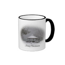 Snow Covered Gazebo-Merry Christmas Mugs
