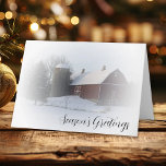 Snow Covered Red Barn Business Christmas Card