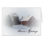 Snow Covered Red Barn Business Christmas Card
