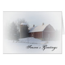 Snow Covered Red Barn Business Christmas Card