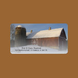 Snow Covered Red Barn Return Address Labels labels