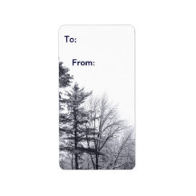 Snow-covered Trees: Vertical gift tag Personalized Address Label