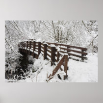 Snow Covered Wooden Bridge Print