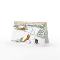 Snow Dachshund Holiday Card