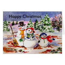 Snow Family Happy Christmas Greeting Card