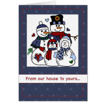 Snow Family Prim Christmas Greeting Card
