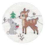 Snow Fawn and bunny Cross Stitch stickers
