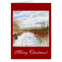 Snow Filled Field winter landscape Merry Christmas Cards