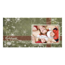 Snow flakes Christmas Holiday Photo card