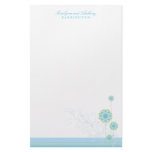 Snow Flower Swirls Blue Custom Stationery
