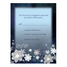Snow Flowers Chic Winter Wedding RSVP (4.25x5.6) Post Card
