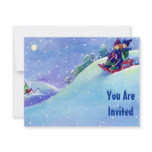 SNOW FUN WINTER BIRTHDAY PARTY INVITATION SLEDDING