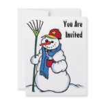 SNOW FUN WINTER BIRTHDAY PARTY INVITATION SNOWMAN